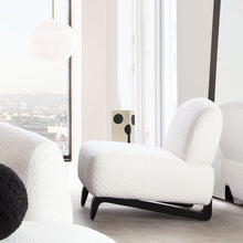 Load image into Gallery viewer, Vesper Armless Chair in Faux White Shearling w/ Black Wood Leg Base by Diamond Sofa