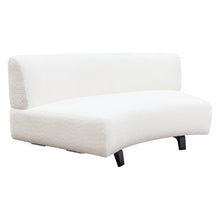 Load image into Gallery viewer, Vesper Curved Armless Sofa in Faux White Shearling w/ Black Wood Leg Base by Diamond Sofa