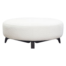 Load image into Gallery viewer, Vesper Round Ottoman in Faux White Shearling w/ Black Wood Leg Base by Diamond Sofa