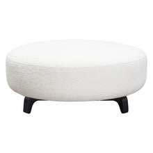 Load image into Gallery viewer, Vesper Round Ottoman in Faux White Shearling w/ Black Wood Leg Base by Diamond Sofa