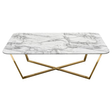 Load image into Gallery viewer, Vida Rectangle Cocktail Table w/ Faux Marble Top and Brushed Gold Metal Frame by Diamond Sofa