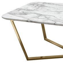 Load image into Gallery viewer, Vida Rectangle Cocktail Table w/ Faux Marble Top and Brushed Gold Metal Frame by Diamond Sofa