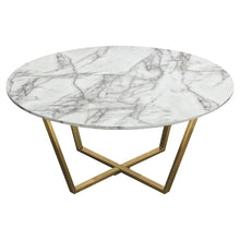 Load image into Gallery viewer, Vida 35" Round Cocktail Table w/ Faux Marble Top and Brushed Gold Metal Frame by Diamond Sofa