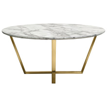 Load image into Gallery viewer, Vida 35" Round Cocktail Table w/ Faux Marble Top and Brushed Gold Metal Frame by Diamond Sofa