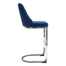 Load image into Gallery viewer, Vogue Set of (2) Bar Height Chairs in Navy Blue Velvet with Polished Silver Metal Base by Diamond Sofa