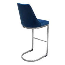 Load image into Gallery viewer, Vogue Set of (2) Bar Height Chairs in Navy Blue Velvet with Polished Silver Metal Base by Diamond Sofa