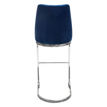Load image into Gallery viewer, Vogue Set of (2) Bar Height Chairs in Navy Blue Velvet with Polished Silver Metal Base by Diamond Sofa
