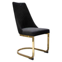 Load image into Gallery viewer, Vogue Set of (2) Dining Chairs in Black Velvet with Polished Gold Metal Base by Diamond Sofa