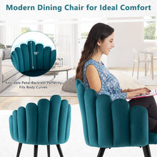 Load image into Gallery viewer, Modern Velvet Dining Chair with Metal Base and Petal Backrest-Teal