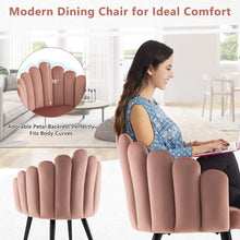 Load image into Gallery viewer, Modern Velvet Dining Chair with Metal Base and Petal Backrest-Pink