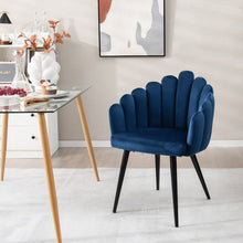 Load image into Gallery viewer, Modern Velvet Dining Chair with Metal Base and Petal Backrest-Blue