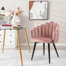 Load image into Gallery viewer, Modern Velvet Dining Chair with Metal Base and Petal Backrest-Pink