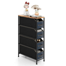Load image into Gallery viewer, Vertical Narrow Dresser with 4 Removable Fabric Drawers-Rustic Brown