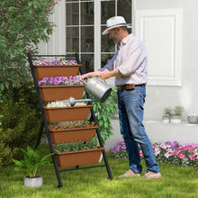 Load image into Gallery viewer, 5-Tier Vertical Raised Garden Bed with Wheels and Container Boxes-Brown