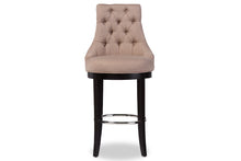 Load image into Gallery viewer, Baxton Studio Harmony Modern and Contemporary Button-tufted Beige Fabric Upholstered Bar Stool with Metal Footrest