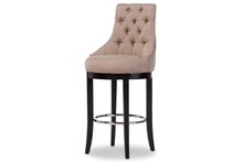 Load image into Gallery viewer, Baxton Studio Harmony Modern and Contemporary Button-tufted Beige Fabric Upholstered Bar Stool with Metal Footrest