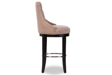 Load image into Gallery viewer, Baxton Studio Harmony Modern and Contemporary Button-tufted Beige Fabric Upholstered Bar Stool with Metal Footrest
