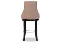 Load image into Gallery viewer, Baxton Studio Harmony Modern and Contemporary Button-tufted Beige Fabric Upholstered Bar Stool with Metal Footrest