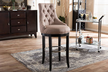Load image into Gallery viewer, Baxton Studio Harmony Modern and Contemporary Button-tufted Beige Fabric Upholstered Bar Stool with Metal Footrest
