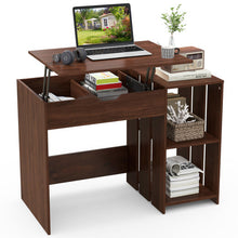 Load image into Gallery viewer, Lift Top Modern Computer Desk with 2 Hidden Compartments and 2 Open Storage Shelves-Walnut