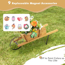 Load image into Gallery viewer, Wooden Wagon Planter with 9 Magnetic Accessories for Garden Yard-Walnut