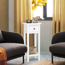 Load image into Gallery viewer, 2 Tier Slim Nightstand Bedside Table with Drawer Shelf-White