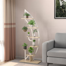 Load image into Gallery viewer, 6-Tier 9 Potted Metal Plant Stand Holder Display Shelf with Hook-White