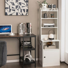 Load image into Gallery viewer, 6-Tier Bookshelf with Charging Station and Cabinet-White