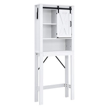 Load image into Gallery viewer, 3-Tier Wodden Bathroom Cabinet with Sliding Barn Door and 3-position Adjustable Shelves-White