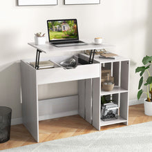 Load image into Gallery viewer, Lift Top Modern Computer Desk with 2 Hidden Compartments and 2 Open Storage Shelves-White