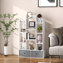 Load image into Gallery viewer, 12-Tier Open-Back Freestanding Bookshelf with Drawer-White