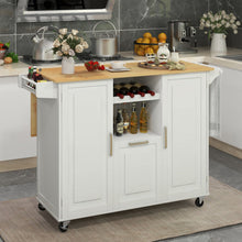 Load image into Gallery viewer, Rolling Kitchen Island Cart with Drop-Leaf Countertop ad Towel Bar-White
