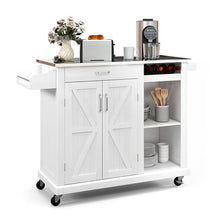 Load image into Gallery viewer, 2-Door Rolling Kitchen Island Cart with Stainless Steel Top and Wine Storage Shelf-White