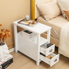 Load image into Gallery viewer, 2 Pieces Wooden Bed-side Nightstand Set with 2 Drawers-White