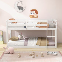 Load image into Gallery viewer, Twin Size Bunk Bed with High Guardrails and Integrated Ladder-White