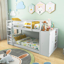 Load image into Gallery viewer, Twin Size Bunk Bed with Convertible Bookcase and Ladder-White