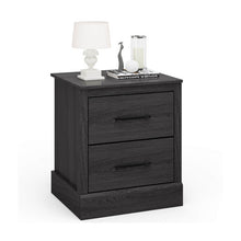 Load image into Gallery viewer, Wood Compact Floor Nightstand with Storage Drawers-Dark Gray