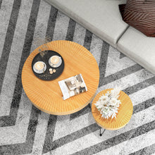 Load image into Gallery viewer, 2 Set of Wooden Coffee Table with Metal Legs and Adjustable Foot Pads-Radial Pattern