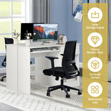 Load image into Gallery viewer, Wooden Computer Desk with CPU Stand-White