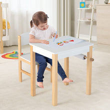 Load image into Gallery viewer, Kids Art Table and Chair Set with Drawer Paper Roll and 2 Markers-White