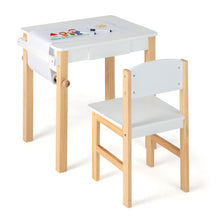 Load image into Gallery viewer, Kids Art Table and Chair Set with Drawer Paper Roll and 2 Markers-White