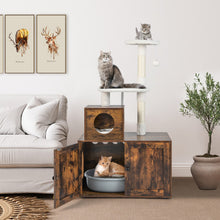 Load image into Gallery viewer, Cat Tree with Litter Box Enclosure with Cat Condo-Rustic Brown