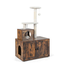 Load image into Gallery viewer, Cat Tree with Litter Box Enclosure with Cat Condo-Rustic Brown