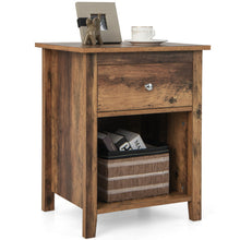 Load image into Gallery viewer, Wooden Nightstand with Slide-out Drawer and Open Shelf-Rustic Brown