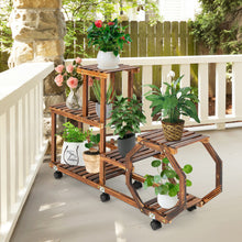 Load image into Gallery viewer, 6-Layer Wooden Plant Stand for 8 Pots-Brown