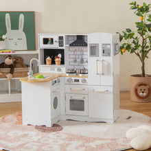 Load image into Gallery viewer, Wooden Kid's Corner Kitchen Playset with Stove for Toddlers-White