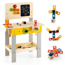 Load image into Gallery viewer, Wooden Pretend Play Workbench Set with Blackboard for Toddlers Ages 3+