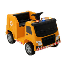 Load image into Gallery viewer, 12V Kids Ride-on Garbage Truck with Warning Lights and 6 Recycling Accessories-Yellow