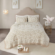 Load image into Gallery viewer, Laetitia Tufted Cotton Chenille Medallion Fringe Coverlet Set Full/Queen MP13-7118 By Olliix