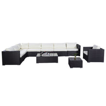 Load image into Gallery viewer, 10 pcs Outdoor Wicker Rattan Cushioned Patio Sofa